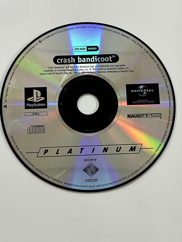 CRASH BANDICOOT PLATINUM - PS1 - SOLO DISCO