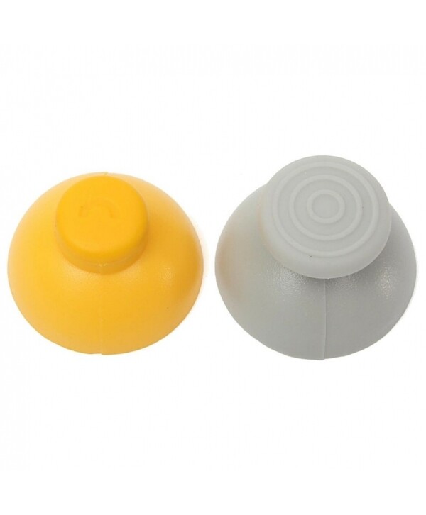 SET JOYSTICK PARA MANDO NINTENDO GAME CUBE, STICK TAPON CAPUCHON, AMARILLO GRIS